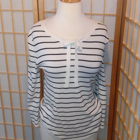 White House Black Market Sweaters - WHBM Med Striped Bow Front Sweater